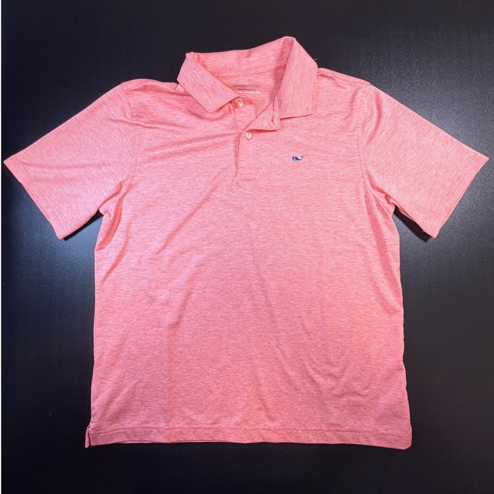 Vineyard Vines Performance Polo Shirt Kids Large Coral Pink ShortSleeve L1